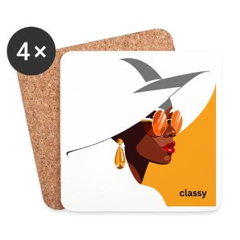 Elegant woman with hat and sunglasses - Coasters (set of 4) - white - Front