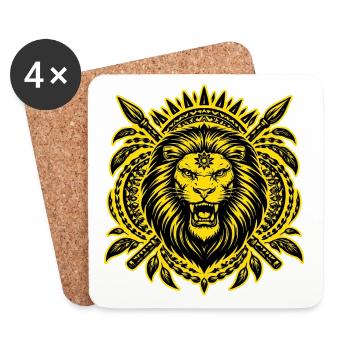 Totem du Lion – Animal sacré de la force et du soverei - Dessous de verre (lot de 4) - blanc - Devant