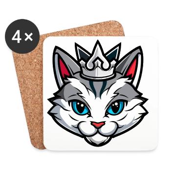 Couronne de tête symbole de chat - Dessous de verre (lot de 4) - blanc - Devant