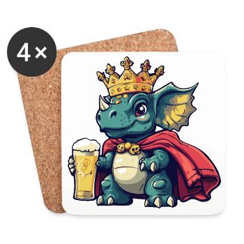 Dinosaure triceratops beer king - Dessous de verre (lot de 4) - blanc - Devant