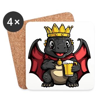 Dinosaur Stegosaurus Beer King - Coasters (set of 4) - white - Front