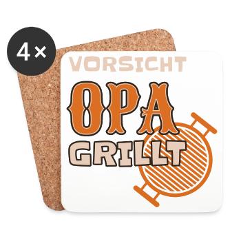 Caution Grandpa Grills Funny BBQ Outfit - Coasters (set of 4) - white - Front