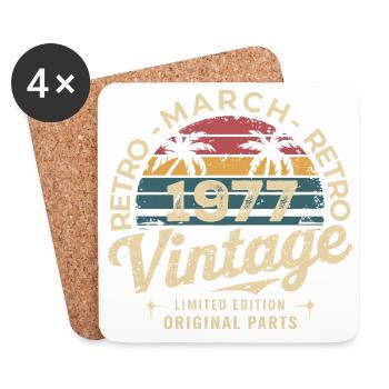 Né en Mars 1977 édition 1977 Vintage March 1977 - Dessous de verre (lot de 4) - blanc - Devant