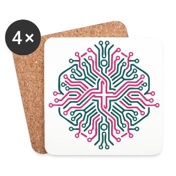 Rosa und Blaues symmetrisches neuronales Netzwerk - Untersetzer (4er-Set) - Weiß - Vorne
