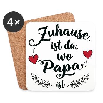 La maison, c’est là où est papa - Un doux design familial - Dessous de verre (lot de 4) - blanc - Devant