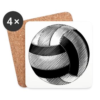 Volleyball Schwarz-Weiß-Zeichnung - Untersetzer (4er-Set) - Weiß - Vorne
