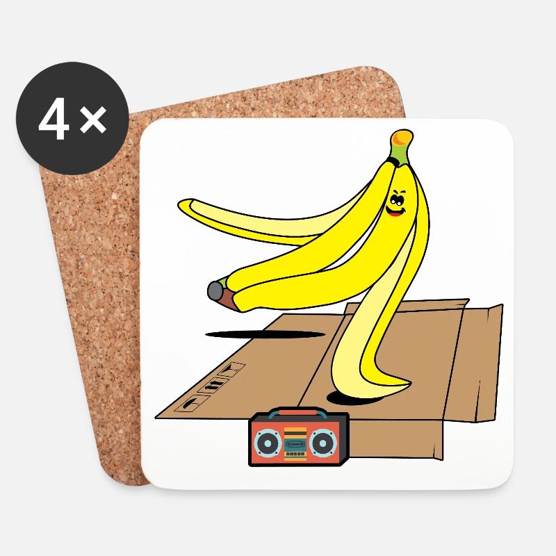 Banana Boombox Boogie - Untersetzer (4er-Set) - Weiß