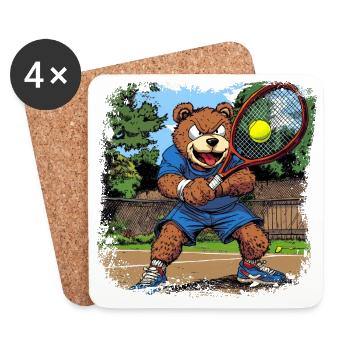 Tennis Bär - Untersetzer (4er-Set) - Weiß - Vorne