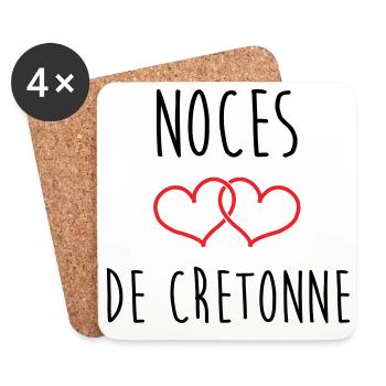 Cretonne wedding 19 years of love - Coasters (set of 4) - white - Front