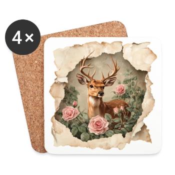 Deer Vintage - Coasters (set of 4) - white - Front