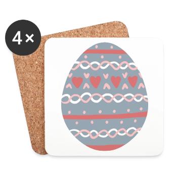 Pastel Hearts Egg Pattern - Untersetzer (4er-Set) - Weiß - Vorne