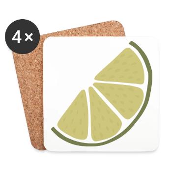 Lime Slice Minimalistische Limette - Untersetzer (4er-Set) - Weiß - Vorne