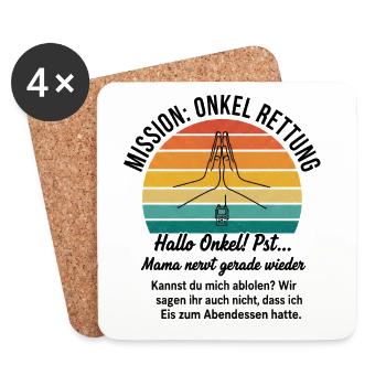 Mission Uncle Rescue - funny saying - Coasters (set of 4) - white - Front