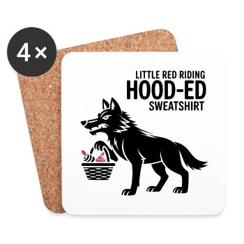 Märchen Wolf mit Korb - Untersetzer (4er-Set) - Weiß - Vorne