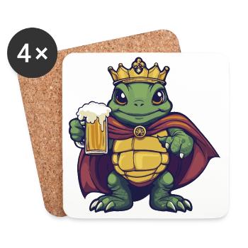 Turtle Beer King - Coasters (set of 4) - white - Front