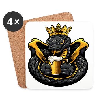 Schlange Kobra Bier König - Untersetzer (4er-Set) - Weiß - Vorne
