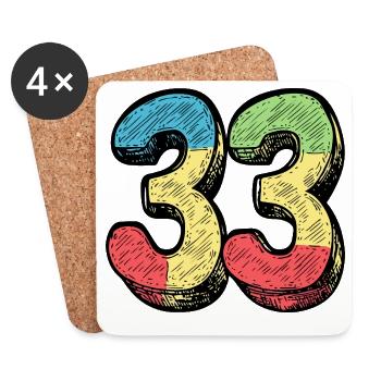 33 Number Colorful - Coasters (set of 4) - white - Front