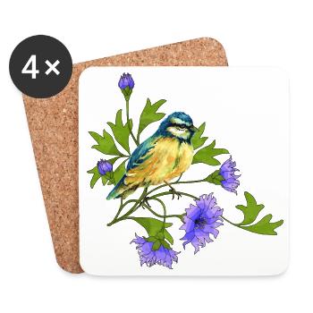 Bunter Vogel - Untersetzer (4er-Set) - Weiß - Vorne