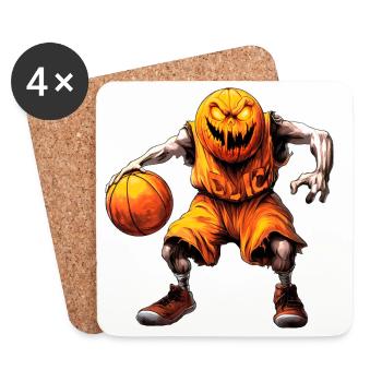 Halloween Basketballer - Untersetzer (4er-Set) - Weiß - Vorne