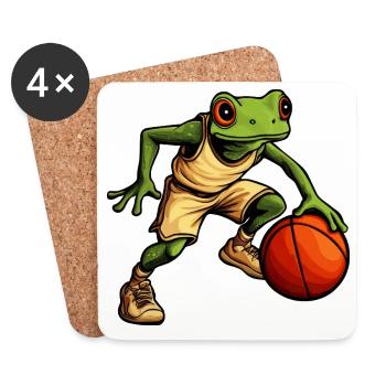 Basketball Frosch - Untersetzer (4er-Set) - Weiß - Vorne
