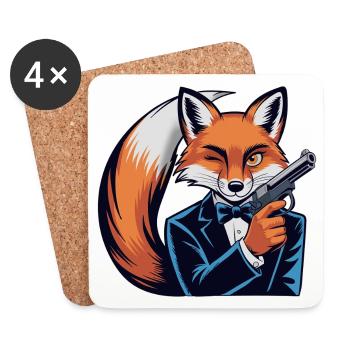 Fox Gentleman Pistol - Coasters (set of 4) - white - Front