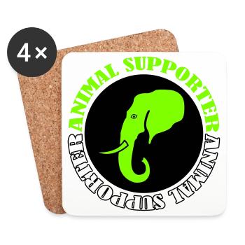 Éléphant Animal Supporter - Dessous de verre (lot de 4) - blanc - Devant