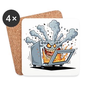 Fiery Kitchen Oven Monster - Coasters (set of 4) - white - Front
