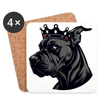 Couronne de chien dogue allemand - Dessous de verre (lot de 4) - blanc - Devant