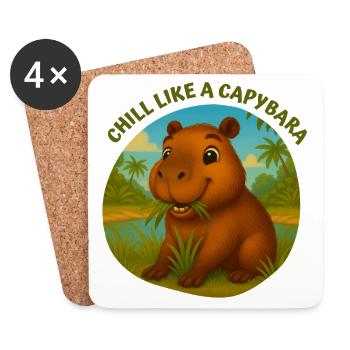 Détends comme un capybara - Dessous de verre (lot de 4) - blanc - Devant