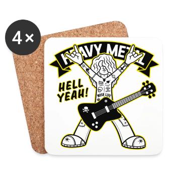 Guitariste de dessin animé Heavy Metal - Dessous de verre (lot de 4) - blanc - Devant