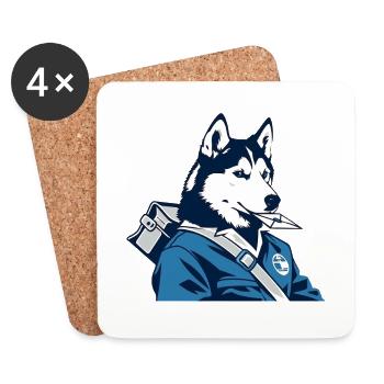 Husky Postman Blue Outfit - Coasters (set of 4) - white - Front