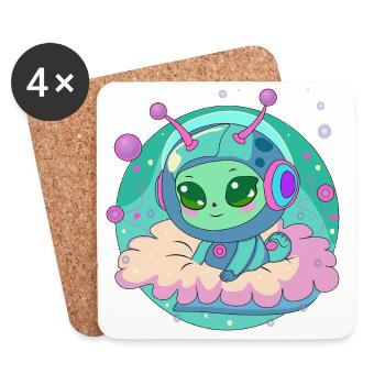 Pastell-Astronautin Alien auf Wolke - Untersetzer (4er-Set) - Weiß - Vorne