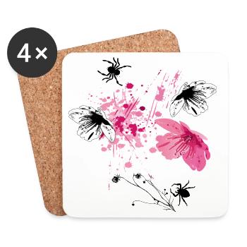  Blüten Fantasie - Untersetzer (4er-Set) - Weiß - Vorne