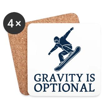Gravity is optional Snowboarder Winter Sports Fun - Coasters (set of 4) - white - Front