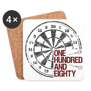 Darts 180 Dartboard Vintage - Coasters (set of 4) - white - Front
