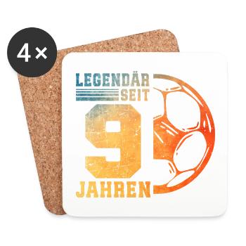 9e anniversaire 9 ans de football pour enfants - Dessous de verre (lot de 4) - blanc - Devant