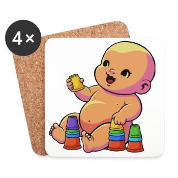 Buntes Baby mit Bechern - Untersetzer (4er-Set) - Weiß - Vorne