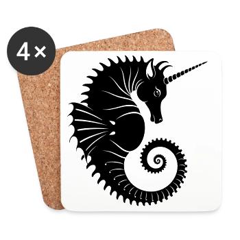 Licorne Hippocampe – Créature Marine Mystique - Dessous de verre (lot de 4) - blanc - Devant