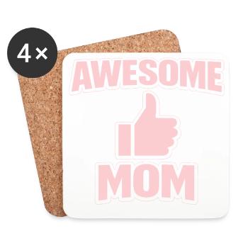 AWESOME MOM – Pink Cool Statement  - Untersetzer (4er-Set) - Weiß - Vorne