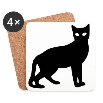 schwarze Katze Silhouette Geschenk Katzenliebhaber - Untersetzer (4er-Set) - Weiß - Vorne