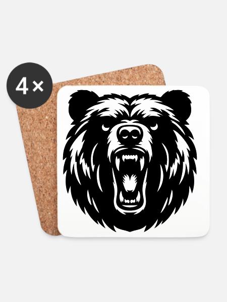 Russian Grizzly Bear – Strong Motive! - Coasters (set of 4) - white