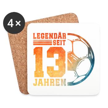 13th Birthday Soccer 13 Years Boy Teenager - Coasters (set of 4) - white - Front