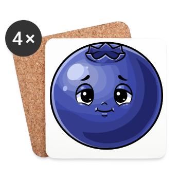 Kawaii Blaubeere Gesicht - Untersetzer (4er-Set) - Weiß - Vorne