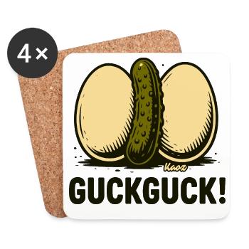 Two hard-boiled eggs with a cucumber - Coasters (set of 4) - white - Front