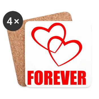 FOREVER – Conception de cœur pour couples et amour véritable - Dessous de verre (lot de 4) - blanc - Devant