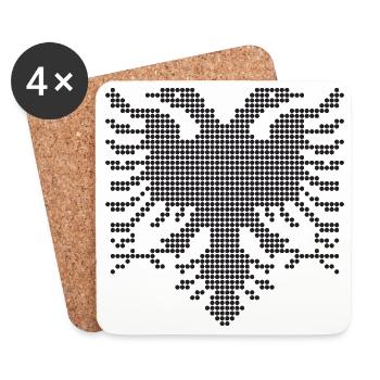 Double Head Albanian Eagle dotted  Silhouette - Coasters (set of 4) - white - Front