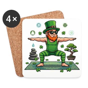  St Patricks Day Yoga Leprechaun Namaste - Coasters (set of 4) - white - Front