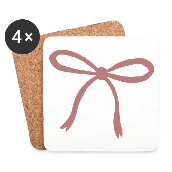 Imprimé ruban rose - Dessous de verre (lot de 4) - blanc - Devant