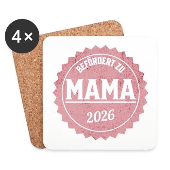 Mama 2026 Beförderung - Untersetzer (4er-Set) - Weiß - Vorne