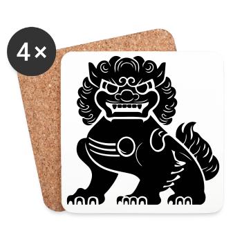Lion chinois - Dessous de verre (lot de 4) - blanc - Devant